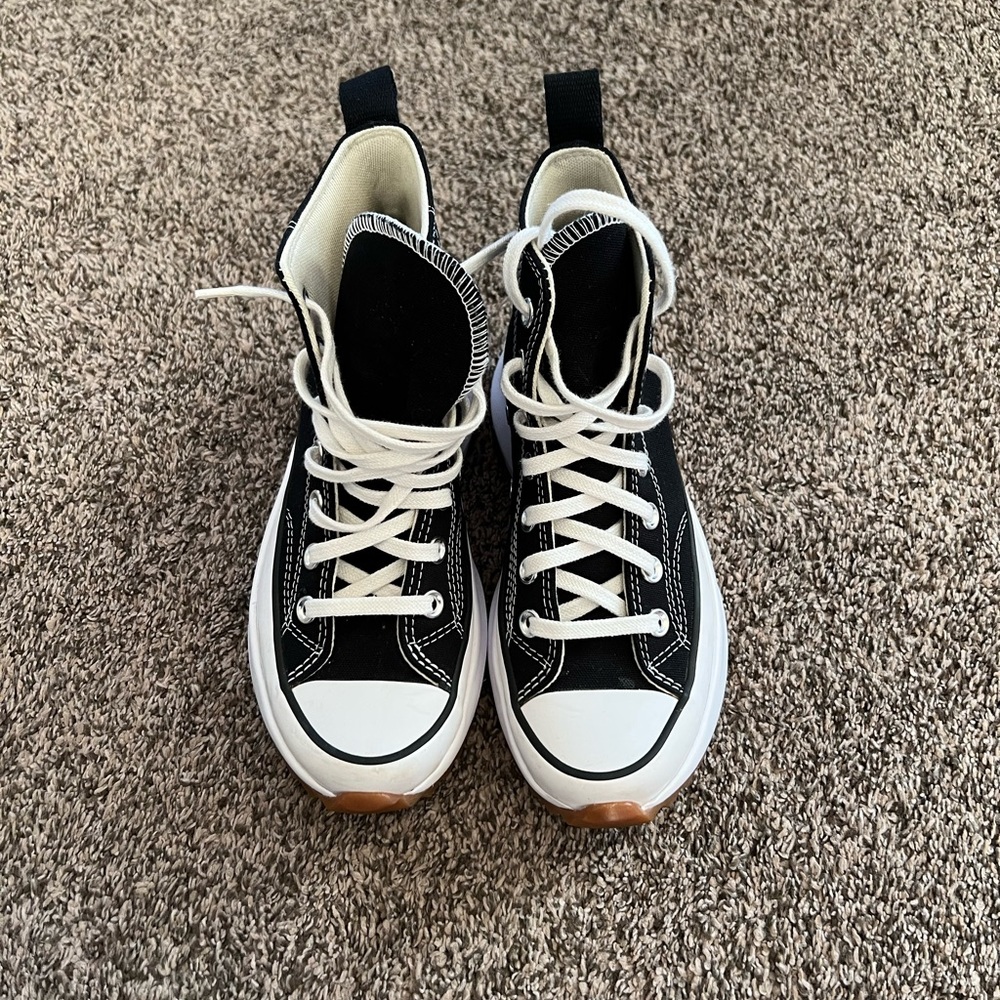 Women’s platform Black and White High-Top Sneakers.  When twice.